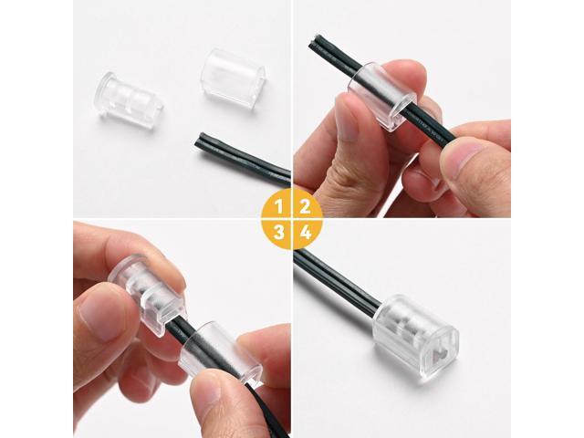 DELight 100Pcs End Caps Termination Caps for 18AWG SPT-1 Wire Zip Cord Lighting