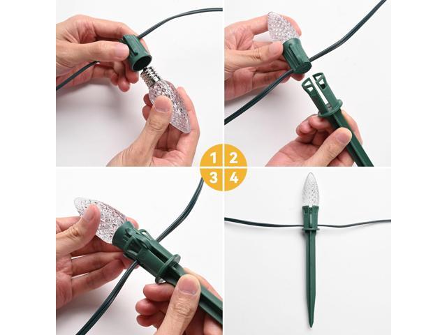 DELight 100Pcs Christmas Light Stakes for C9 String Lights Pathway Yard Lawn