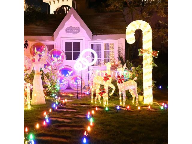 DELight 100Pcs Christmas Light Stakes for C9 String Lights Pathway Yard Lawn