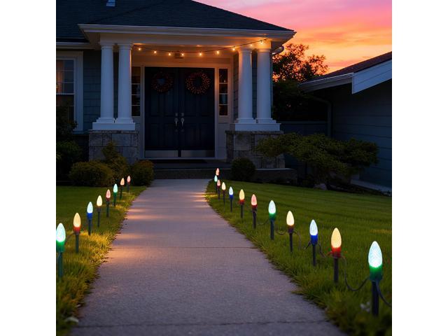 DELight 100Pcs Christmas Light Stakes for C9 String Lights Pathway Yard Lawn
