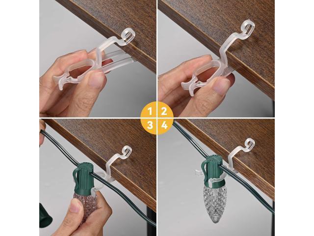 DELight 100Pcs Christmas Light Clips All in One Plus C7 C9 Hangers for Gutters