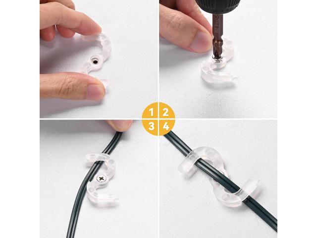 DELight 100Pcs Christmas Light Clips Surface Mount S Clips for 3/16' Screw Size