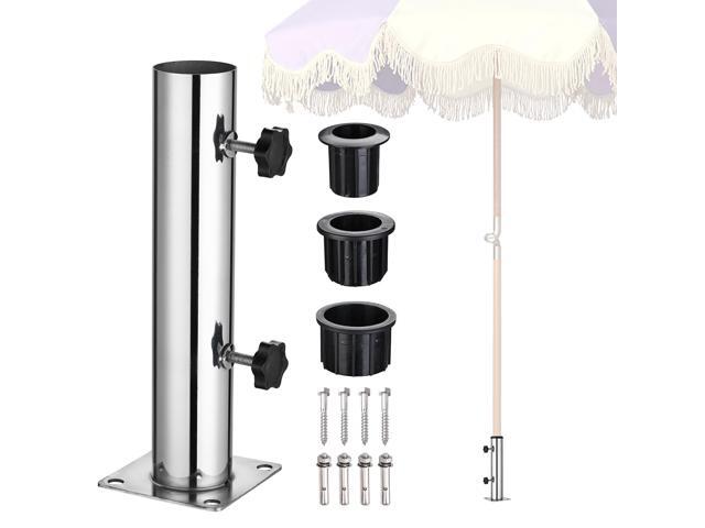 LAGarden Patio Umbrella Stand Stainless Steel Deck Mount Parasol Base for Granite Outdoor Railing Balcony Courtyard Poolside