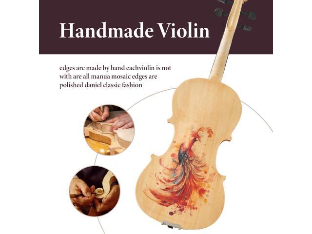 Yescom Beginner Violin Full Size 4/4 Solid Wood Full Set with Carry Case Mute Bow Shoulder Rest for Student Adults Starter Unique Peacock
