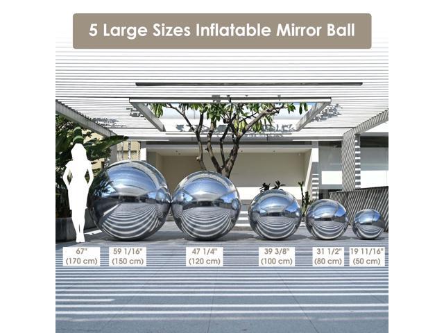 Yescom 6PCS Big Shiny Inflatable Mirror Ball Set Giant Reusable Hanging Balloon with Electric Pump for Disco Party Wedding Event Silver