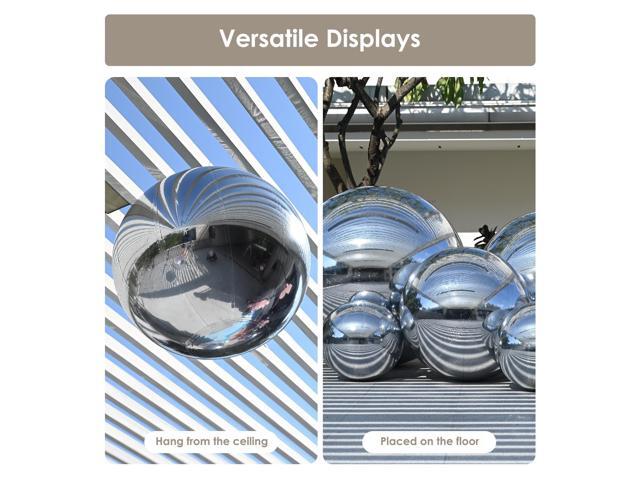 Yescom 6PCS Inflatable Mirror Ball Set Silver Reusable Hanging Balloon with Electric Pump and Wire Hanging Kit for Disco Party Wedding Event