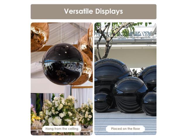 Yescom 6PCS Inflatable Mirror Ball Set Black Reusable Hanging Balloon with Electric Pump and Wire Hanging Kit for Disco Party Wedding Event