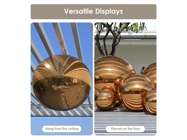 Yescom 6PCS Inflatable Mirror Ball Set Golden Reusable Hanging Balloon with Electric Pump and Wire Hanging Kit for Disco Party Wedding Event