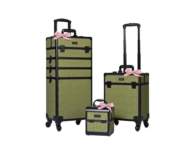 Byootique 3-Piece Makeup Train Cases Cosmetic Organizer Kit Artist Rococo Moss