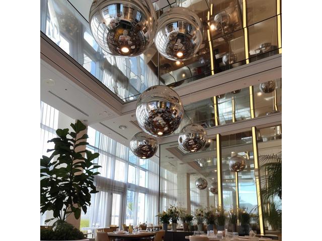 Yescom 3PCS Big Shiny Inflatable Mirror Ball Set with 800W Electric Air Pump Giant Reusable PVC Hanging Balloon 20'/32'/59' Balls for Party Wedding...