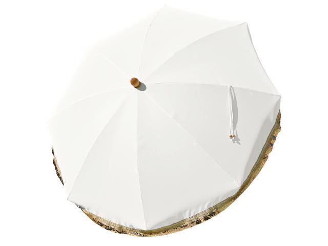 LAGarden 6 Ft Patio Umbrella Replacement Canopy Top Cover Jazz Age Beige with gold sequin