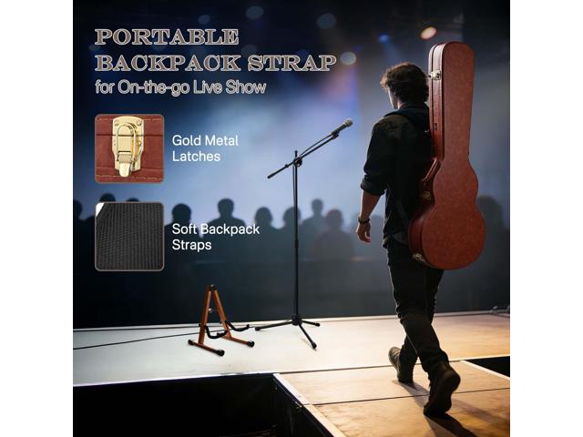 Yescom Les Paul Electric Guitar Hard Case with Backpack Strap & Folding Stand Fits for LP Style, Groove Series Vintage Sunburs