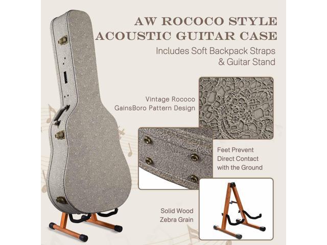 Yescom Acoustic Guitar Hard Case with Folding Stand Backpack Strap & Folding Stand Fits 40' 41' Dreadnought, 2026 Exclusive Edition Rococo GainsBoro