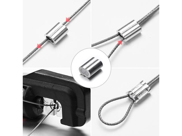 Yescom 100pcs Cable Ferrules 1/16' 3/32' Aluminum Crimping Loop Sleeve Wire Hanging Hardware YES0603