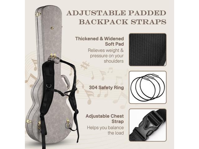Yescom Universal Guitar Case Backpack Strap Padded Shoulder Strap with Adjustable Sternum Strap