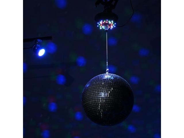 Yescom 12' Large Disco Ball with Motor and Light 6RPM Rotator & 3W RGB Spotlight for 70s 80s Party DJ Bands Club Wedding Event Studio Black