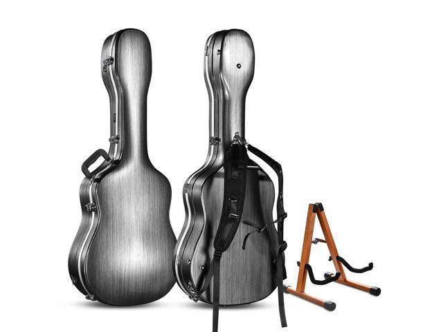 Yescom ABS Acoustic Guitar Case with Backpack Straps & Stand Kit Fits for 41' Lockable Hardshell Carrying Case for Travel Music Recording Studio
