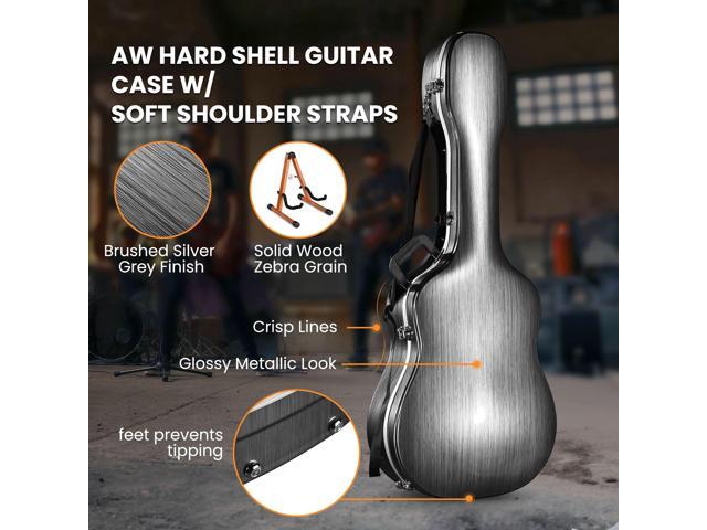 Yescom ABS Acoustic Guitar Case with Backpack Straps & Stand Kit Fits for 41' Lockable Hardshell Carrying Case for Travel Music Recording Studio