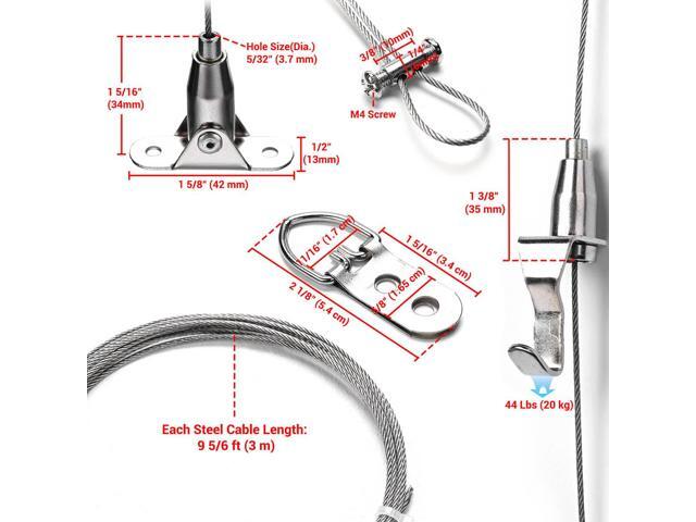 Yescom Picture Hanging Wire Kit with 20ft Stainless Steel Cable Adjustable Hook