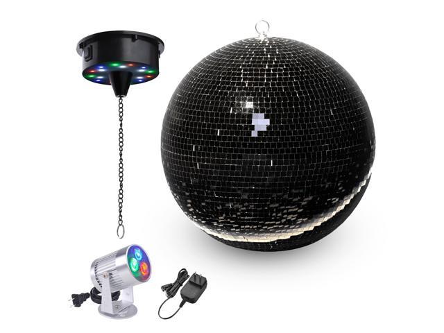 Yescom 16' Large Disco Ball with Motor and Light 6RPM Rotator & 3W RGB Spotlight for 70s 80s Party DJ Bands Club Wedding Event Studio Black