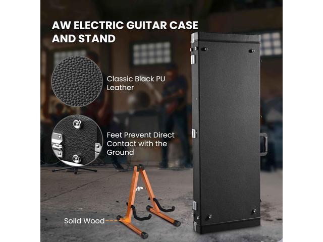 Yescom Universal Rectangular Electric Guitar Hard Case w/ Folding Guitar Stand