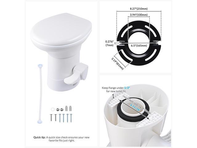 RV Toilet Porcelain Enamel Gravity Flush Camper Trailer Toilet Elongated High Profile for Travel