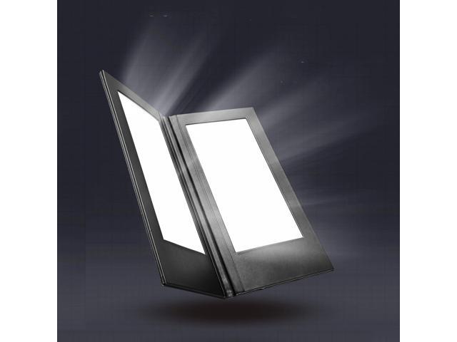 WeChef LED Back Lit Light Menu Holder Cover Folding Double Panel Fits 5'x11' Paper for Hotel Club