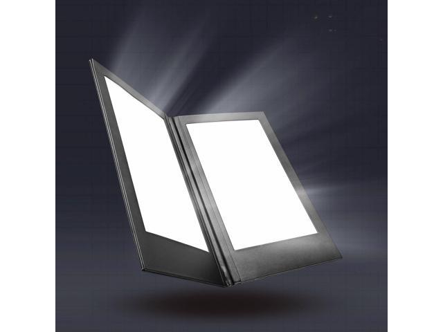 WeChef LED Back Lit Light Menu Holder Cover Folding Double Panel Fits 8'x14' Paper for Hotel Club