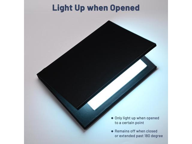 WeChef LED Back Lit Light Menu Holder Cover Folding Double Panel Fits 5.5''x7.1'' Paper for Hotel Club