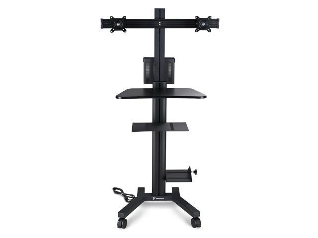 Yescom NexusX Commander Max Mobile PC Stand Workstation w/ Dual Monitor Mount for Screen Up to 32' ANSI/BIFMA X5.5-2021 Certificated
