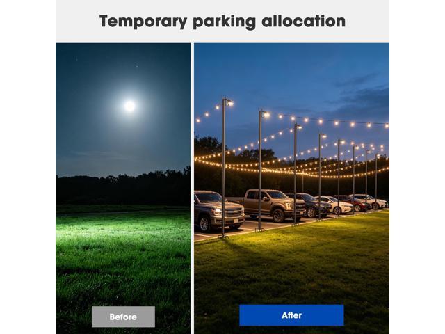 10 Ft String Light Pole Outdoor Metal Pole Aluminum with Side Hooks Patio Backyard Party 2 Pack
