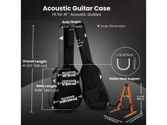 Yescom Acoustic Guitar Hard Case Wooden Hard Shell w/ Wood Folding Guitar Stand