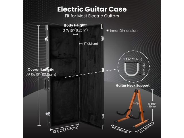 Yescom Universal Rectangular Electric Guitar Hard Case w/ Folding Guitar Stand