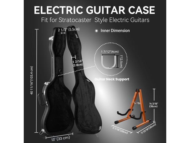 Yescom Electric Guitar Wood Case for Stratocaster Style w/ Folding Guitar Stand