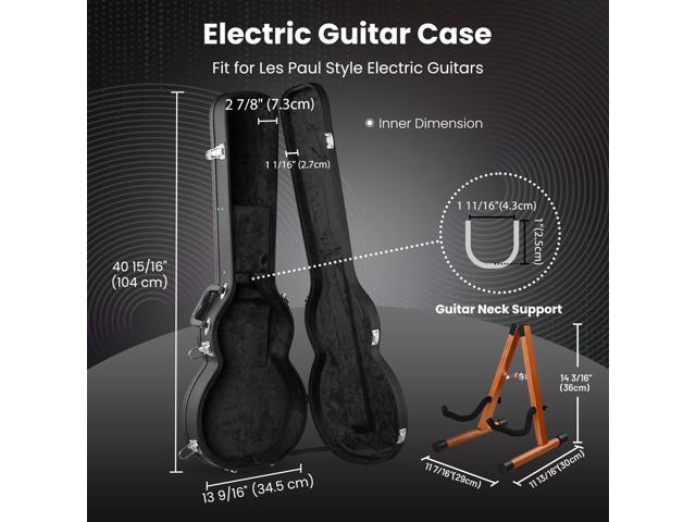 Yescom Electric Guitar Wooden Case for LP Les Paul Type w/ Folding Guitar Stand