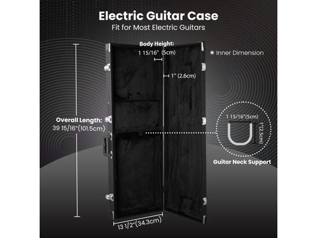 Yescom 2 Pack Electric Guitar Hard Case Wooden Shell for Stratocaster Style & Universal Portable Lockable Gig Bag Concert Studio