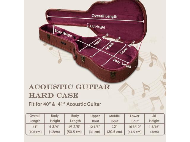 Yescom Acoustic Guitar Hard Case with Backpack Strap & Folding Stand Fits 40' 41' Dreadnought, 2026 Exclusive Edition Rococo Burnt Sienna