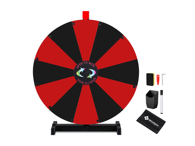 WinSpin 24' Pop Up Display Tabletop Prize Wheel Black & Red Trade Show Display Spinning Wheel 12 Slots for Outdoor Booths Exhibition Events