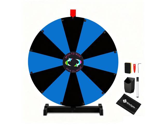 WinSpin 24' Display Prize Wheel Black & Blue DIY Tabletop 12 Slots Modular Custom Spinning Wheel for Pop Up Trade Show