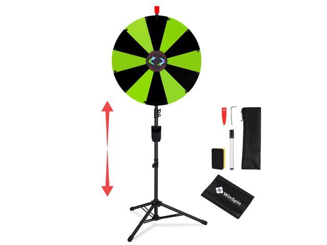 WinSpin 24' Display Prize Wheel Black & Green DIY Tripod 12 Slot Modular Custom Spinning Wheel for Pop Up Trade Show