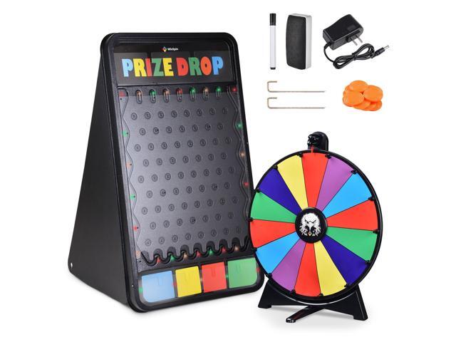 WinSpin 41x25' Prize Drop Board with LED Light & 20' Prize Wheel Fortune Game