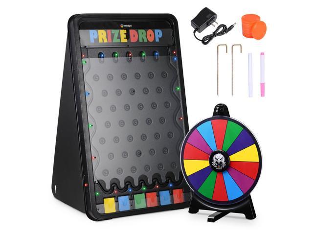 WinSpin 19x30' Prize Drop Board with LED Light & 12' Prize Wheel Fortune Game