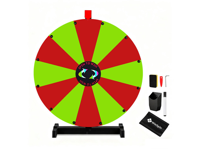 WinSpin 24' Display Prize Wheel Red & Green DIY Tabletop 12 Slots Modular Custom Spinning Wheel for Pop Up Trade Show