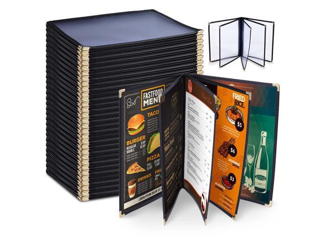 WeChef 30 Pack Menu Covers 8.5 x 11' Book Style Menu Holders 5 Pages 10 Views Restaurant Bar Black