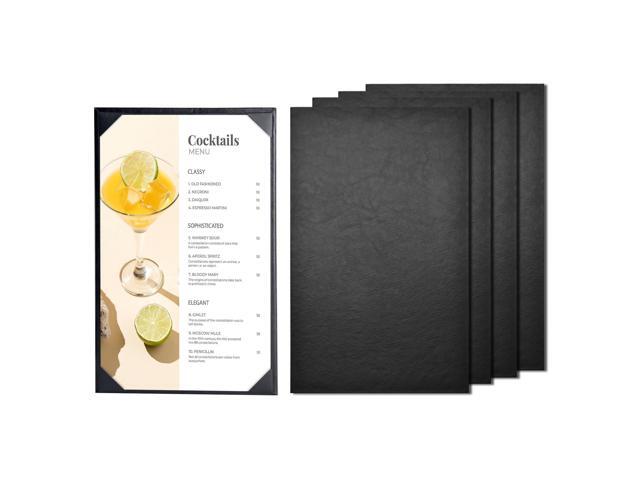 WeChef Restaurant Menu Covers 8.5x14' Single Page PU Leather with Angled Corners for Wine List Cafe Bar Hotel 5 Pack