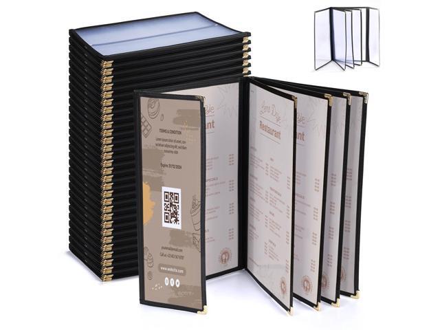 WeChef 30 Pcs Restaurant Menu Covers 8.5x14' 5 Page 10 View & 4.25x14' Half Page Wine List