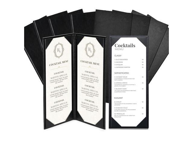WeChef 4.25'x11' Restaurant Menu Holders 5 Pack 1 View & 5 Pack 2 View kit PU Leather w/ Angled Corners for Wine List
