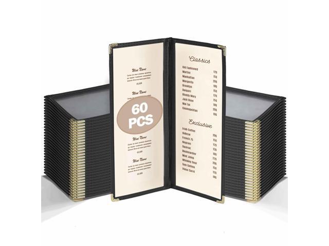 WeChef 60 Pcs Restaurant Menu Covers Holders 4.25 x 11' 2 Page 4 View PVC Transparent for Wine List Drink Bar Cafe Hotel