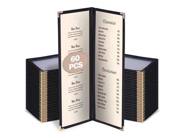WeChef 60 Pcs Restaurant Menu Covers Holders 4.25 x 14' 2 Page 4 View PVC Transparent for Wine List Drink Bar Cafe Hotel