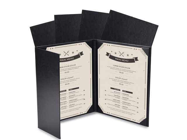 WeChef Restaurant Menu Covers 8.5x11' 2 Page & 4.25x11' Half Page PU Leather Angled Corner for Wine List Bar Hotel 5 Pcs